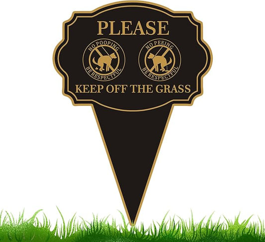 Double Sided Yard Sign, Please Be Respectful Keep Off the Grass, 14"x10" No Pooping or Peeing Dog Lawn Stake, Easy Mount for Outdoor Use(1PACK-Keep Off The Grass)
