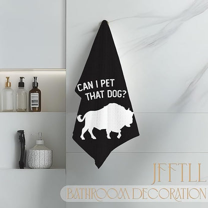 Funny Cow Kitchen Towels, Gifts for Cow Lovers, Animal Lover Gifts Dish Tea Towels for Kitchen Decor, Can I Pet That Dog Decorative Hand Towel for Bathroom, 16x24 Inch