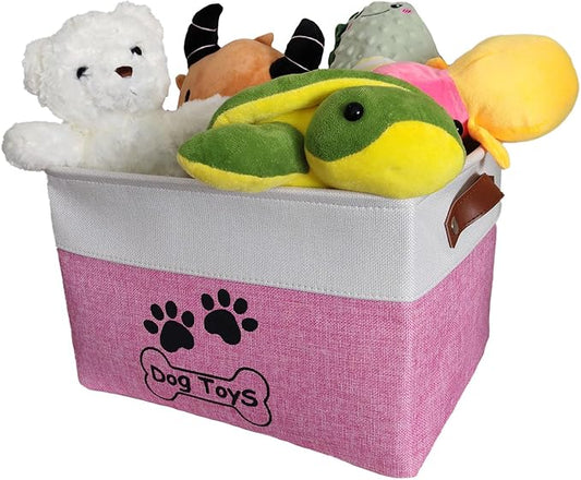 Large Dog Toy Basket Collapsible Dog Toy Box Shape Keeping Rectangle Dog Toy Bin for Pet Toys, Accessories