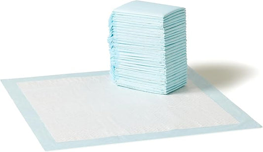 Amazon Basics Scented Dog and Puppy Pee Pads, 5-Layer Leak-Proof Super Absorbent, Quick-Dry Surface for Potty Training, Regular Size 22 x 22 inches, Blue & White, 30 Count