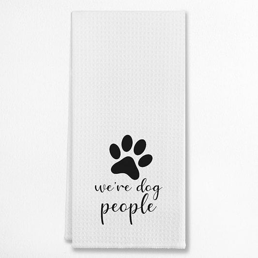 EIONEY We're Dog People Funny Paw Kitchen & Tea Towels, Dish Cloth Flour Sack Hand Towel for Farmhouse Decor, 24 X 16 Inches Cotton Dishcloths, Dog Lovers Owners Gifts
