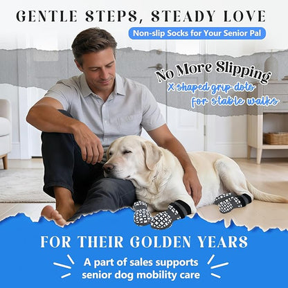 Non-Slip Dog Socks for Hardwood Floors Anti Slip Double-Sided Grippy Socks for Senior Dogs to Prevent Licking Paws, Scratching & Hot Pavement Premium Dog Paw Protector with Grippers Grey M
