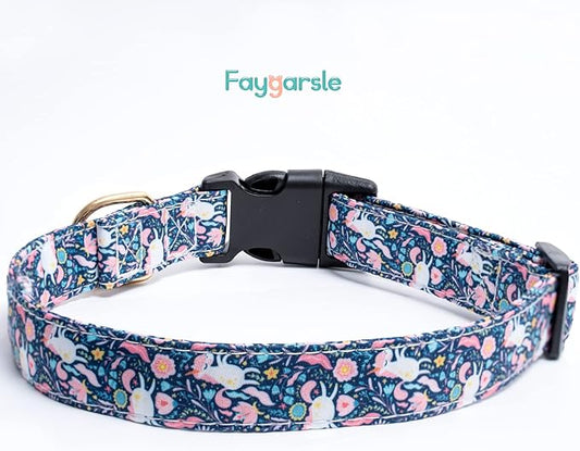 Faygarsle Cotton Designer Dogs Collar for Girl Female Small Medium Large Dogs with Cute Unicorn Charms S