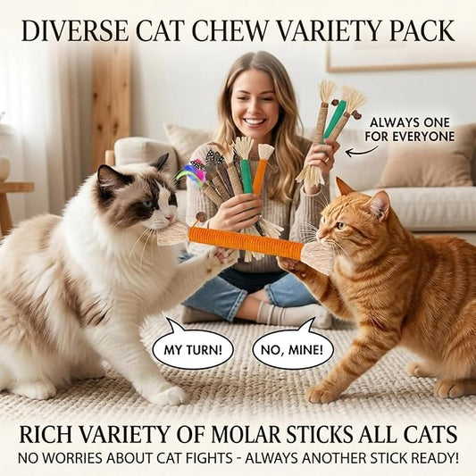 Cat Toys 12Pack Silvervine Chew Stick 12Pack Kitten Treat Catnip Toy Kitty Natural Stuff Catnip Matatabi for Cleaning Teeth Indoor Dental Snack Interactive