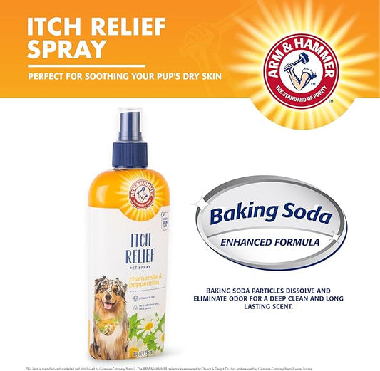 Arm & Hammer for Pets Itch Relief Spray for Dogs, Soothing Dog Skin Spray to Help Calm Itchy and Irritated Skin and Hot Spots Between Baths, Chamomile & Peppermint Scent, 8 Fl Oz - 6 Pack