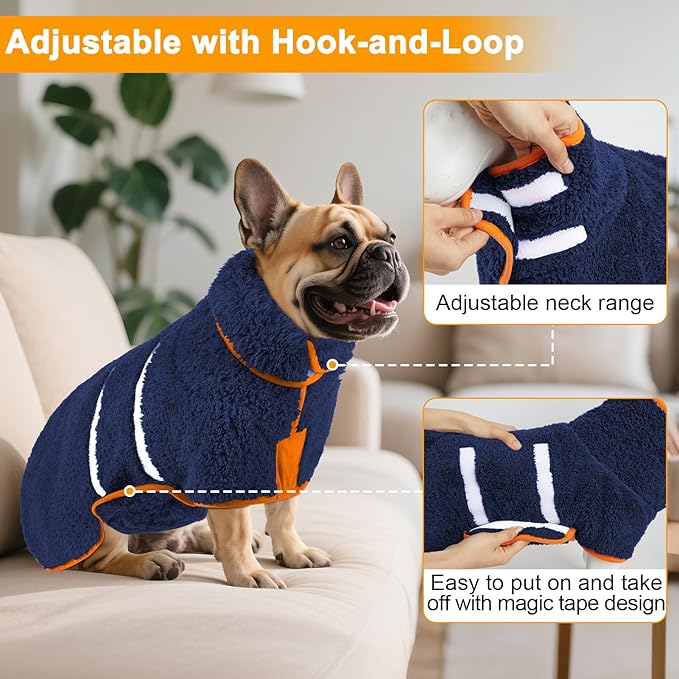 Dog Bathrobe Super Absorbent Dog Towels Large Quick Drying Robes for After Bath Soft Adjustable Warm Keeping Dogs Towel(S-XXL)