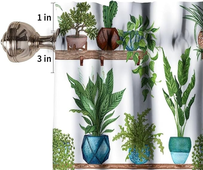 Bohemian Flower Valance Curtains, Watercolor Succulent Plants Green Indoor Plants Potted Flower Window Valance Curtain for Farmhouse Bedroom Living Room Kitchen 54x18inch