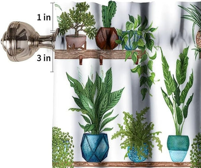 Bohemian Flower Valance Curtains, Watercolor Succulent Plants Green Indoor Plants Potted Flower Window Valance Curtain for Farmhouse Bedroom Living Room Kitchen 54x18inch