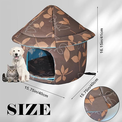 Stray Cats Shelter - Weatherproof Foldable Cat House, Insulated, Waterproof, Thicken Cats Tent Beds, Indoor/Outdoor Cat Dog Houses for Kitten Puppy (Brown)