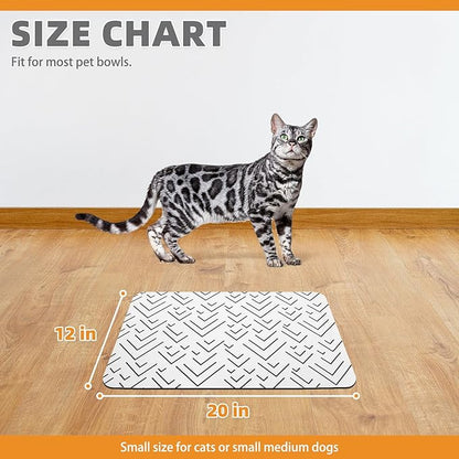 KOOLTAIL Dog Food Mat, Absorbent Pet Feeding Mat for Food and Water Bowls, Placement Pad for Floors with Waterproof Rubber Backing, Quick Dry Water Dispenser Mat for Dogs Puppy Cats, Small, 12"x20"
