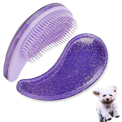 Small Dog Brush, Soft Pet Grooming Brush for Shih Tzus, Yorkies, Maltipoos, Maltese, Puppy Massaging Hair Brush, Cat Brush, for Small Animals Rabbits of All Hair Types (Starry Purple)