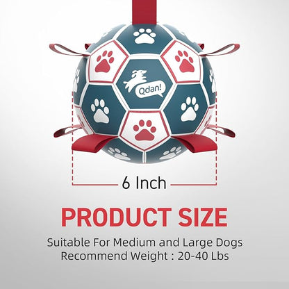 QDAN Dog Balls, World Cup Soccer Ball with Straps, Durable Herding Balls for Small Medium Pet, Puppy Birthday Gifts, Dog Water Toy, Pet Toys Puppy Ball (6 Inch) (Pack of 2)