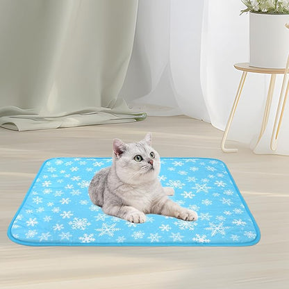 NACOCO Summer Pet Cooling Mat - Cat Dog Cushion Pad Sleeping Cool Snowflake Comfortable Soft for Pets Kids and Adults (Blue Snowflake, S)