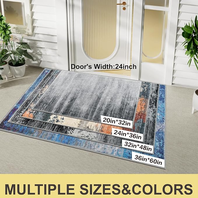 COMSLE Door Mat Soft Absorbent Indoor Front Entryway Rug Machine Washable Entrance Mats for Muddy Paws Non Slip Throw Rugs 36" x 60" Doormat for Inside Foyer Bedroom - Gray