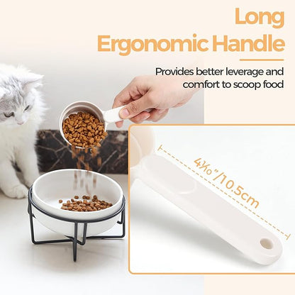 Dog Food Scoop 1/2 Cup - MSBC Melamine Pet Food Scoop Measuring Cup for Dog Cat Ferret Rabbit Bird Food, Half Cup Scoop Food-Grade Pet Feed Scoops with Handle, Dishwasher Safe, White