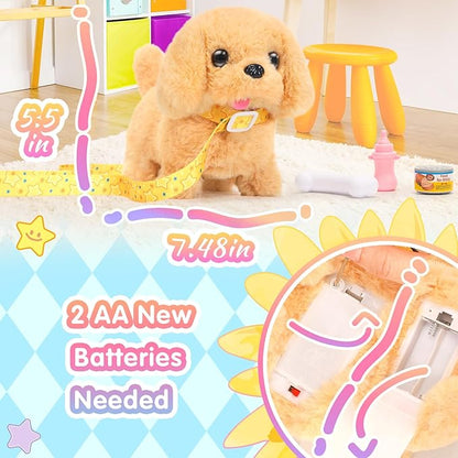 Tagitary Plush Toys Walking Dog Toys That Can Walk, Bark and Wag Tail,Interactive Electronic Pet Toys Puppy with Leash,Easter Christmas Birthday Gift for Toddlers Kids