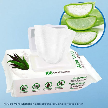 Best Pet Supplies 8" x 9" Large Unscented Dog Wipes - Cleaning and Deodorizing for Paws and Coat - Gentle Formula with Aloe Vera Vitamin E for Puppies and Cats - 400 Count
