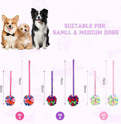 Snuffle Ball with Bungee Tug, Tug of War Rope Toys for Small Medium Dogs, Interactive Dog Toys Puppy Training Pull Toy for Exercise & Interactive Play Games (Pink)