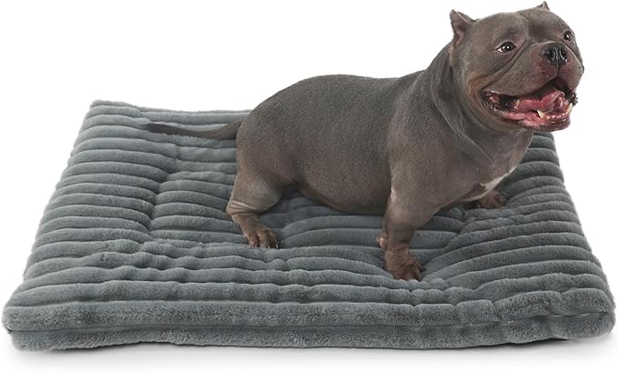 Dog Beds Crate Pad for Medium to Large Dogs Ultra Soft Dog Mat for Crate or Cage 36 Inch Washable and Anti-Slip Fluffy Flat Kennel Pad for Pets Cozy Sleeping Mattress Cushion,35" x 23",Grey