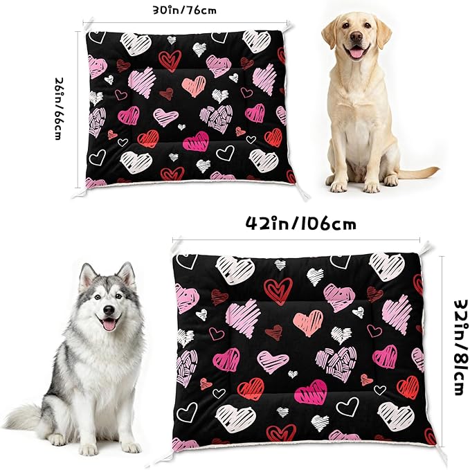 Dog Cat Bed Mat Ultra Soft Fluffy Pet Bed Washable Fashion Dog Crate Beds Comfy Comfy Pet Sleeping Pad Suitable for Pet Raised Bed(30"x26",Heart)