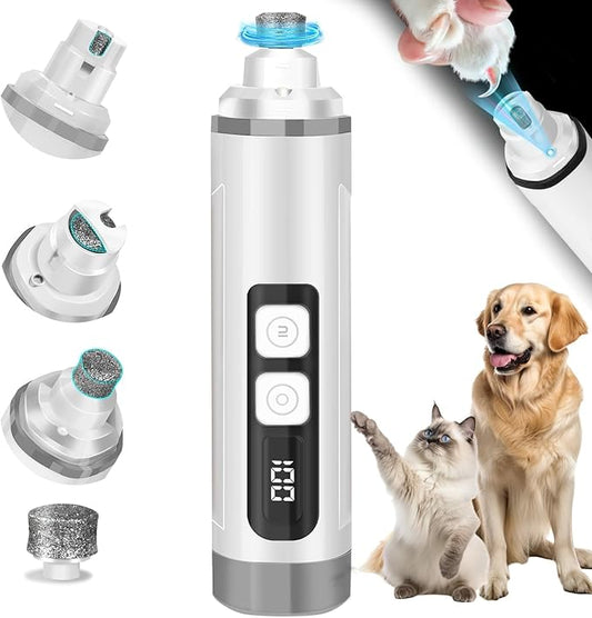 Dog Nail Trimmers Ultra Quiet Electric Pet Dog Nail Clippers Cat Nail Clipper with Led Lights Nail Grinder High Speed Nail File Electric Clippers for Grooming Small, Medium,Large Dogs and Cats (grey)