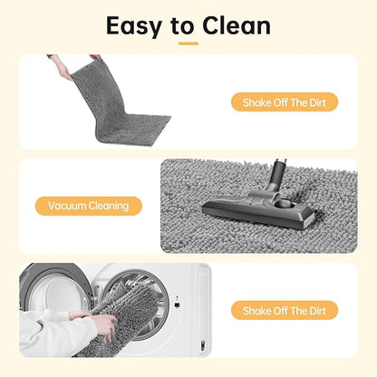 Absorbent Dog Door Mat for Muddy Paws, 72" x 24" Chenille Indoor Mats for Entryway, Trap Dirt Front Door Mat Indoor Entrance Washable Non Slip Soft Light Grey