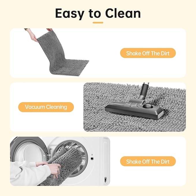 Absorbent Dog Door Mat for Muddy Paws, 60" x 30" Chenille Indoor Mats for Entryway, Trap Dirt Front Door Mat Indoor Entrance Washable Non Slip Soft Light Grey