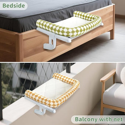 Sunhoo Cat Window Perch Hammock Sturdy Windowsill Bed Seat for Large Cats No Drilling No Suction Adjustable Kitty Shelf with Washable Cover Easy Assembly Holds up to 40 lbs 22.05 * 15 in (Brown, S)