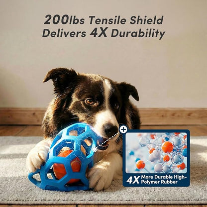 Unique Interactive Dog Toy with Ball-in-Ball Design, 4X Durable Rubber Outer Shell & Inner Smart Automatic Bouncing Ball to Keep Them Busy, Fetch&Puzzle&Chew Toys for Medium, Large High Energy Dogs