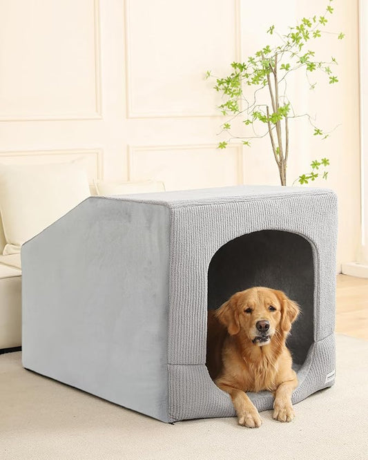 Hovicaed Indoor Dog House for Extra Large Medium Small Sized Dogs - Dog Tent with Washable Removable Cover, Pet Orthopedic Dog Cave Bed Egg-Crate Foam Cushion, Inside Dog House Large Space(XXL)