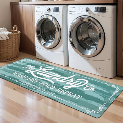 Pauwer Laundry Room Rug Runner 20"x60" Waterproof Rubber Laundry Mat Non Slip Kitchen Mats for Floor Washable Floor Mat Runner Rug for Farmhouse Mudroom Washroom Bathroom Decor