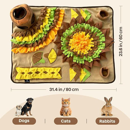 Interactive Dog Snuffle Mat for Slow Feed & Digestion Support - Large 31×24 in, Multicolor Mat with Washable Fleece, Non-Slip Backing - Mental Stimulation & Puzzle Toys for Dogs of All Breeds