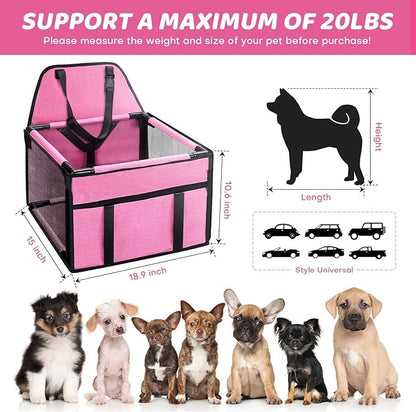 Dog Car Seats for Small and Medium Dogs,Portable Puppy/Pet Car Booster Seat with Clip-On Leash and Mesh Window for Pet Up to 20 lbs