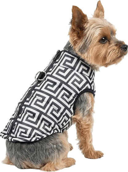 Funny Dog Jacket Winter Dogs Coats Puppy Geometric Coat with D Ring for Small Dogs, Medium