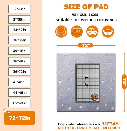 LOOBANI Washable Pee Pads for Dogs, Fast Absorption Reusable Puppy Pad, Waterproof Whelping Pads, Training Pet Playpen Mat for Floor, Dog Crate, 1 Pack 72 x 72 in