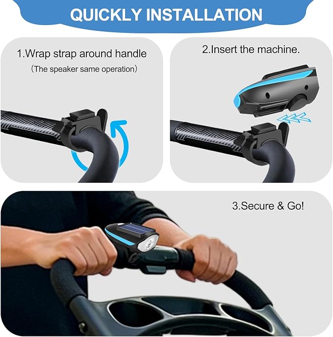 Pet Stroller Light, Solar Powered Safety LED Light for Dog Stroller, Bicycle Basket, Jogger – Waterproof, USB Rechargeable, Clip-on Night Walking Lamp