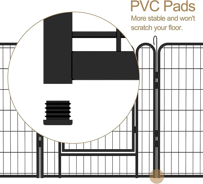 Dog Playpen Indoor - Pet Fence Puppy Exercise Pen for Yard Gate 6/8/12/16Panel Heavy Duty Crates with Doors Metal Dog Pen for Camping Outdoor (27.76 x 39.37 Inch, Black 6 Panels)
