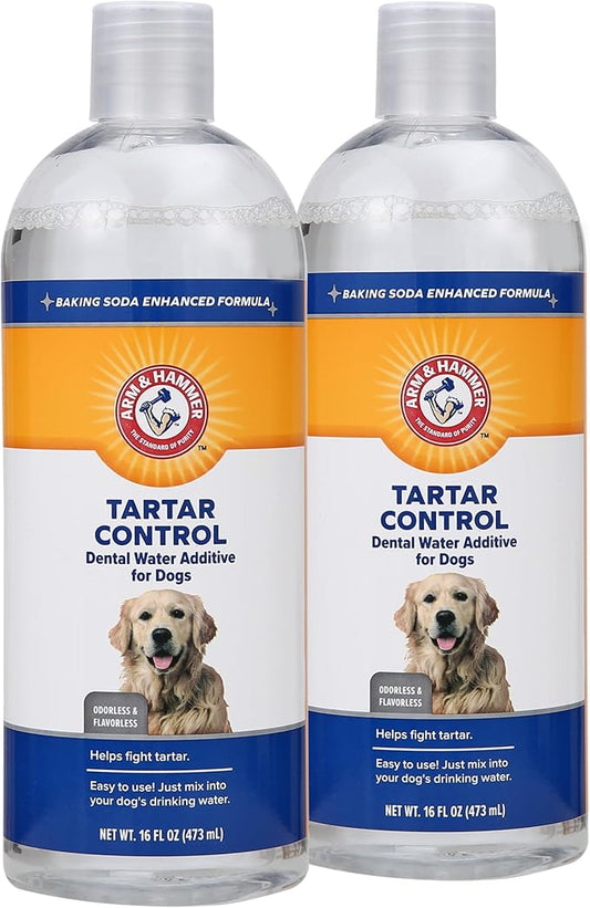 Arm & Hammer Clinical Care Dental Rinse for Adult Dogs, Odorless Flavorless No Taste Water Additive for Dog Dental Care, Helps Reduce Tartar & Freshen Breath, 16 Fl Oz - 2 Pack