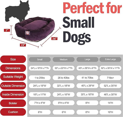 Majestic Pet 24 Inch Micro Velvet Calming Dog Bed Washable – Cozy Soft Round Dog Bed with Spine for Head Support - Fluffy Donut Puppy Mat 24x19x7 (inch) Small – Aubergine (2025)