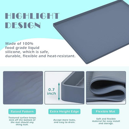 URMONA Waterproof Silicone Under Sink Mat 31'' x 22'' Shelf Liner for Kitchen and Bathroom, Cabinet and Counter Protector, Storage and Organizers, Litter Mat, Pet Cat Puppy Essentials(Green)