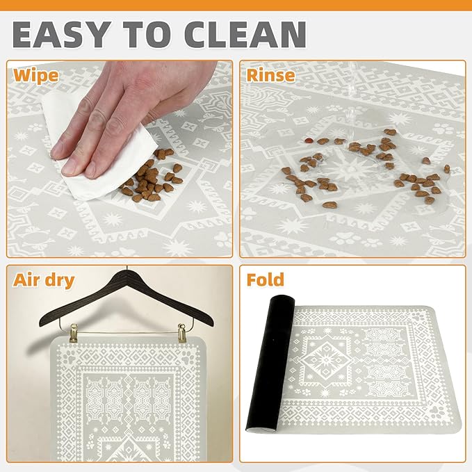 KOOLTAIL Dog Food Mat, Absorbent Pet Feeding Mat for Food and Water Bowls, Placement Pad for Floors with Waterproof Rubber Backing, Quick Dry Water Dispenser Mat for Dogs Puppy Cats, Medium, 16"x24"