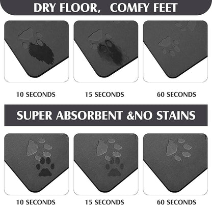 Valentine Dog Gift Stone Mat for Dog Bowl Diatomaceous Earth Absorbent Non Slip Cat Puppy Mat for Food and Water Quick Drying Easy to Clean Placemat for Bowl Dish(Black,16 x 24 Inch)