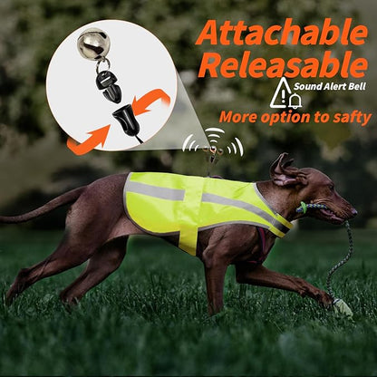 Reflective Dog Vest for Medium and Large Breeds, High Visibility Dog Safety Vest with Removable Bell Keep Safe from Hunting, Training & Cars Accidents