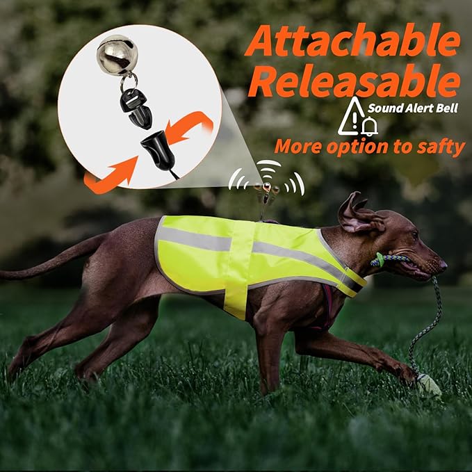 Reflective Dog Vest for Small and Medium Breeds, High Visibility Dog Safety Vest with Removable Bell Keep Safe from Hunting, Training & Cars Accidents(Green,Small)