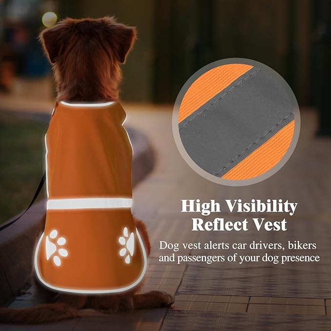 Candofly Safety Reflective Dog Vest High Visibility Pet Hunting Vest Lightweight Dog Jacket for Night Walking Hunting Camping (Orange, XX-Large)