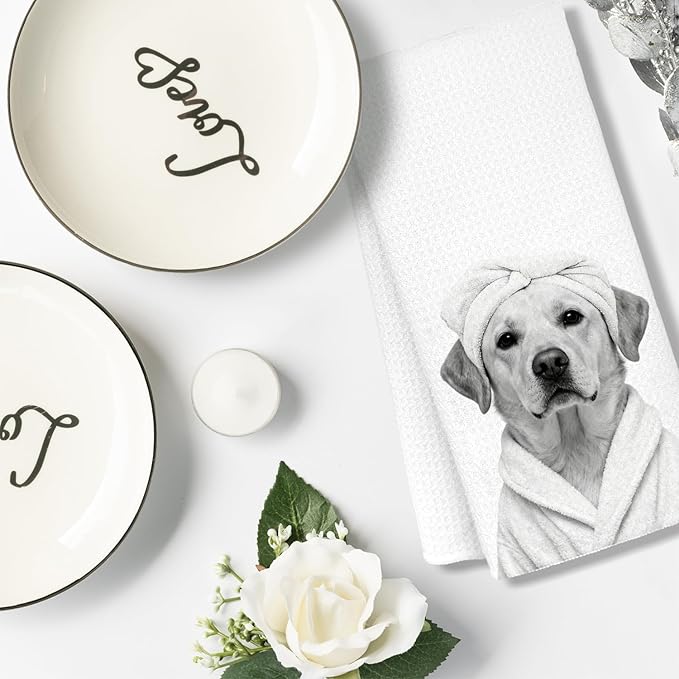 Funny Labrador Retriever Hand Towels, Labrador Retriever Gifts for Women, Yellow Lab Gifts Decorative Hand Towels for Bathroom Decor, Funny Dog Bathroom Decor, 16x24 Inch