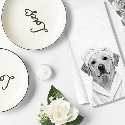 Funny Labrador Retriever Hand Towels, Labrador Retriever Gifts for Women, Yellow Lab Gifts Decorative Hand Towels for Bathroom Decor, Funny Dog Bathroom Decor, 16x24 Inch