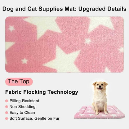 Washable Dog Bed Plush Orthopedic Outdoor Crate Mat with Non-Slip Bottom,Luxe Soft Kennel Pad for Pets, Cozy Cage Cushion & Pet Sleeping Mattress Large Sized,Medium,Small Dogs,24 x 18 inch,Pink