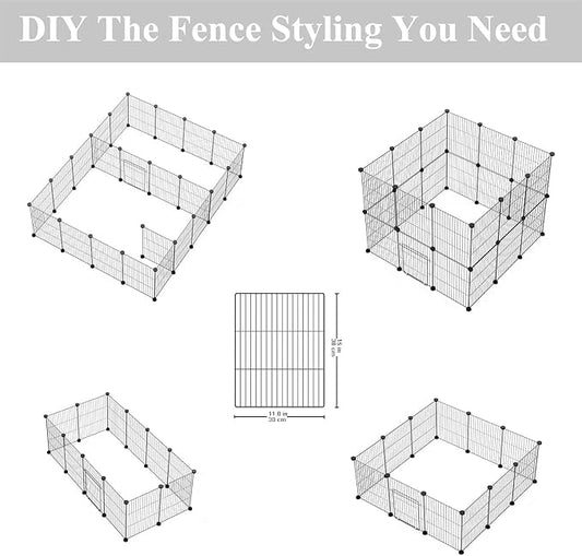 Small Animal Playpen, Guinea Pig Cages, Pet Playpen, Rabbit Cage,Small Animal Cage, Puppy Kitten Dog Playpen, Indoor Outdoor Portable Metal Wire Yard Fence,15 X 12 Inch, 24 Panels, Black