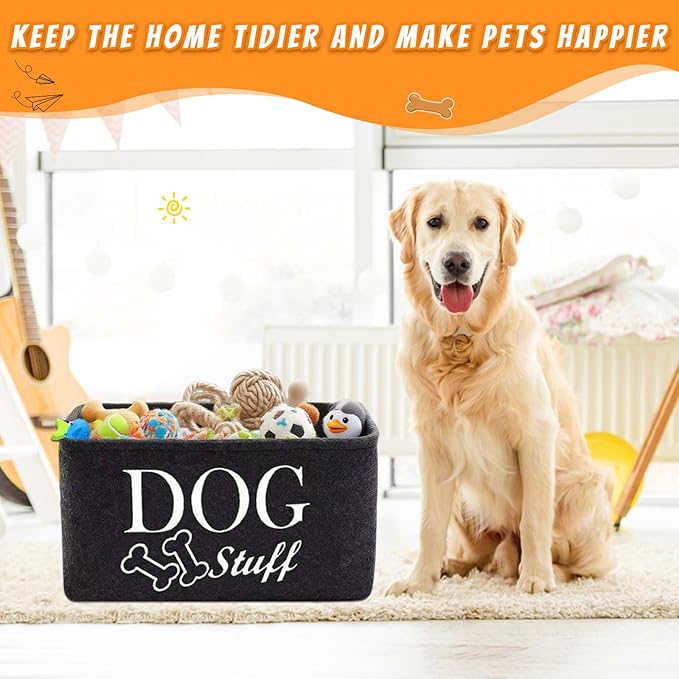 Dog Toy Basket - Dog Toy Box for Small Dogs - Pet Dog Toy Storage Box - Personalized Dog Toy Basket for Puppies and Pets - Living Room Dog Toy Storage Box